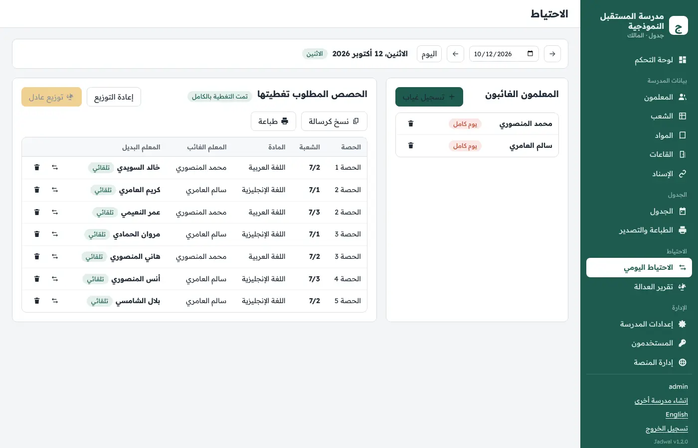 الاحتياط اليومي بعد التوزيع العادل